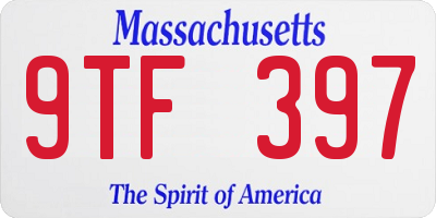 MA license plate 9TF397