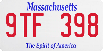 MA license plate 9TF398