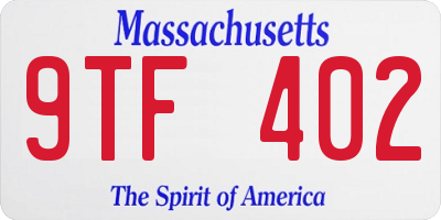 MA license plate 9TF402