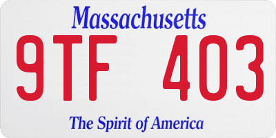MA license plate 9TF403