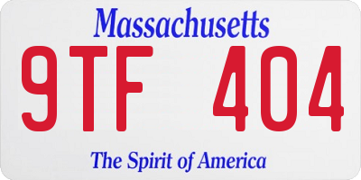 MA license plate 9TF404