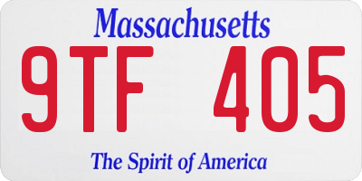 MA license plate 9TF405