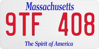 MA license plate 9TF408