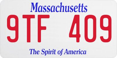 MA license plate 9TF409