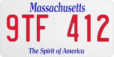MA license plate 9TF412