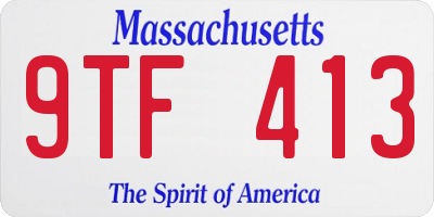 MA license plate 9TF413