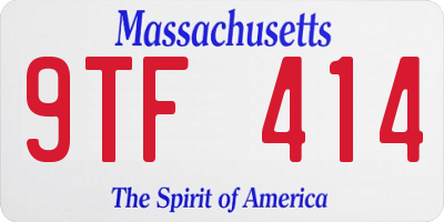 MA license plate 9TF414
