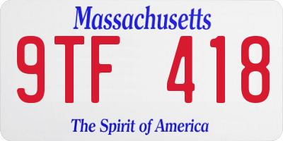 MA license plate 9TF418
