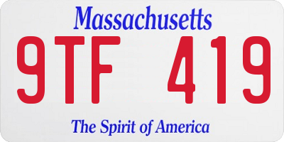 MA license plate 9TF419