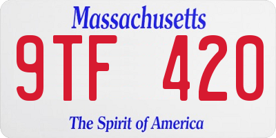 MA license plate 9TF420