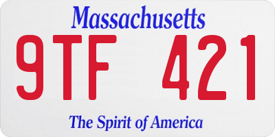 MA license plate 9TF421