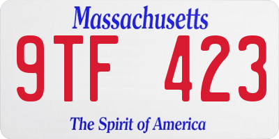 MA license plate 9TF423
