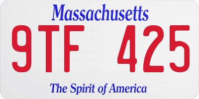 MA license plate 9TF425