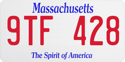 MA license plate 9TF428