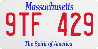 MA license plate 9TF429