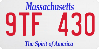 MA license plate 9TF430
