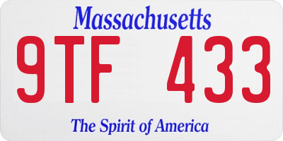 MA license plate 9TF433