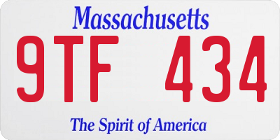 MA license plate 9TF434
