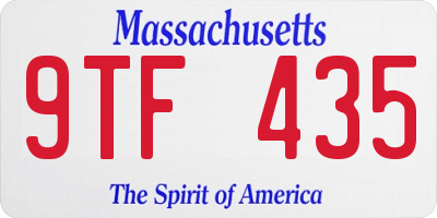 MA license plate 9TF435