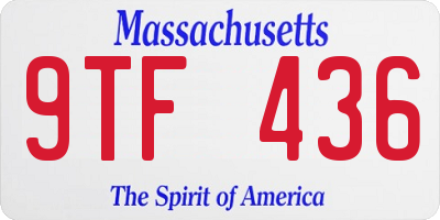 MA license plate 9TF436