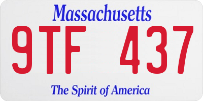MA license plate 9TF437