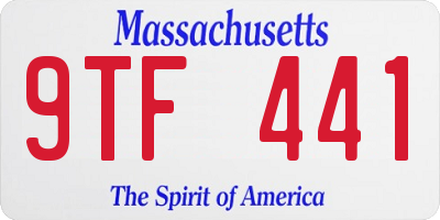MA license plate 9TF441