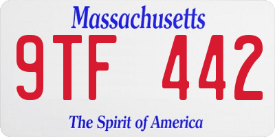 MA license plate 9TF442
