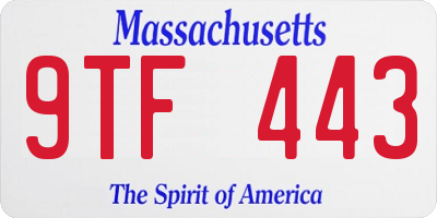 MA license plate 9TF443