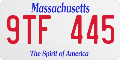 MA license plate 9TF445