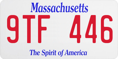 MA license plate 9TF446