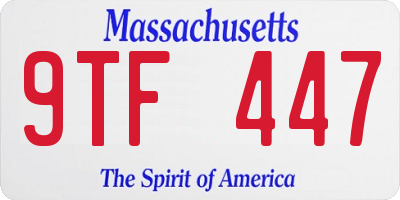 MA license plate 9TF447
