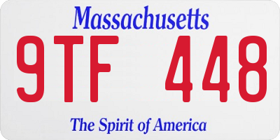 MA license plate 9TF448