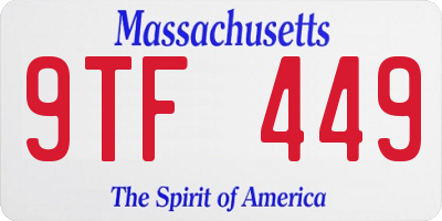 MA license plate 9TF449