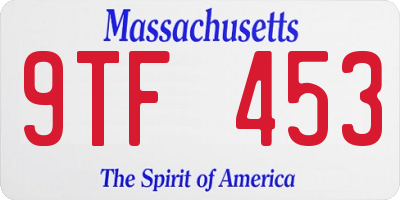 MA license plate 9TF453