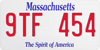 MA license plate 9TF454