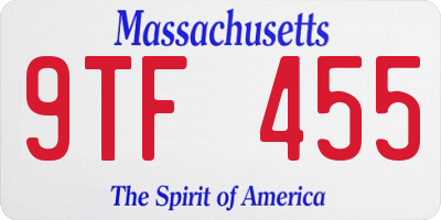 MA license plate 9TF455