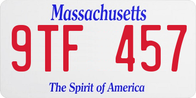 MA license plate 9TF457