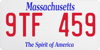 MA license plate 9TF459
