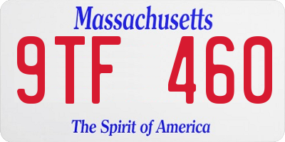MA license plate 9TF460