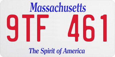 MA license plate 9TF461