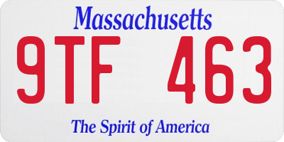 MA license plate 9TF463
