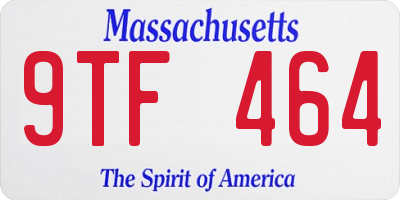 MA license plate 9TF464