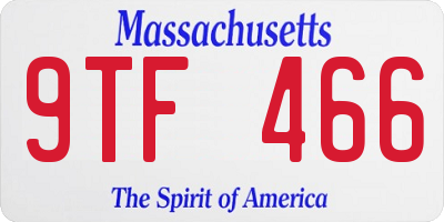 MA license plate 9TF466