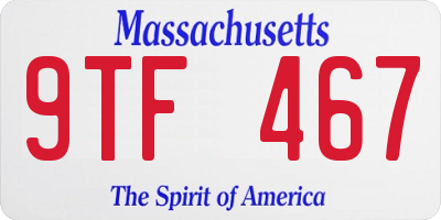 MA license plate 9TF467