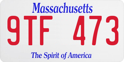 MA license plate 9TF473