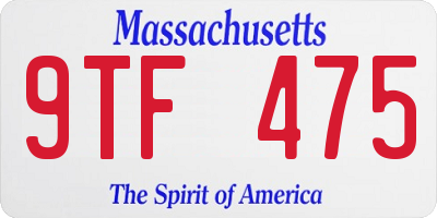 MA license plate 9TF475