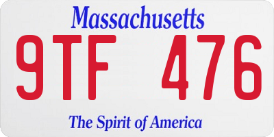 MA license plate 9TF476