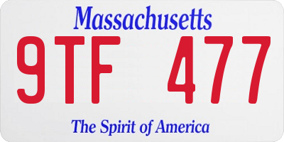 MA license plate 9TF477