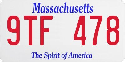 MA license plate 9TF478