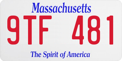 MA license plate 9TF481
